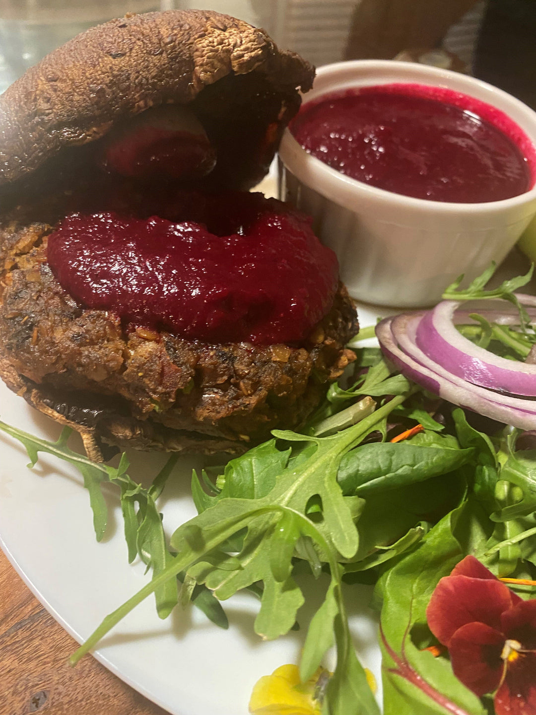 beet ketchup on burger