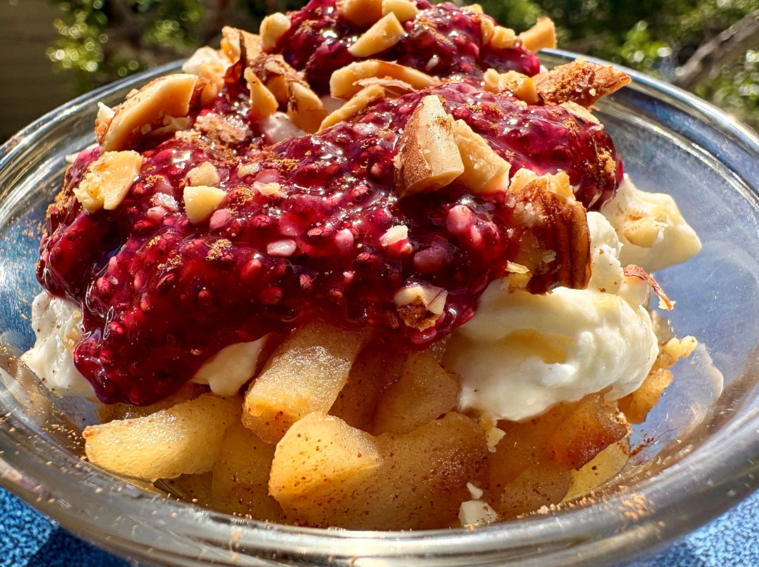 Beetroot Coulis with Yogurt and Sprouted Nuts