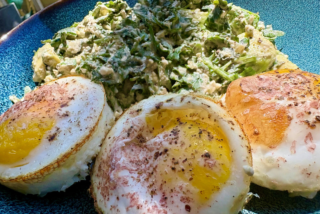 Baked Eggs and Creamy Arugula