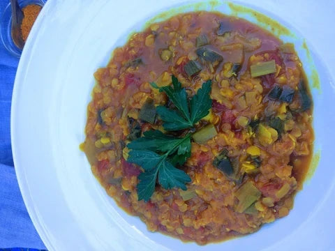 Lentil-Turmeric Dal With Caramelized Leeks
