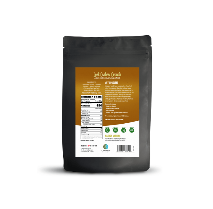 Flavored Sprouted Nuts – Leek Cashew Crunch - Dr. Cowan&