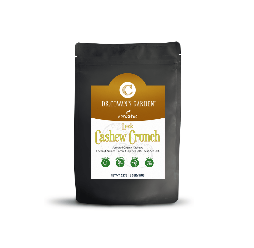 Flavored Sprouted Nuts – Leek Cashew Crunch – Dr. Cowan's Garden