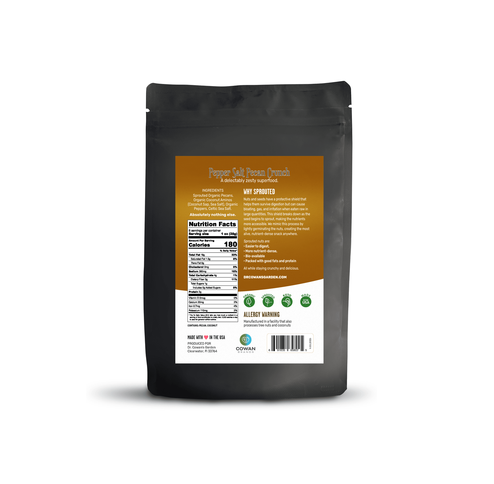 Flavored Sprouted Nuts – Pepper Salt Pecan Crunch - Dr. Cowan's Garden