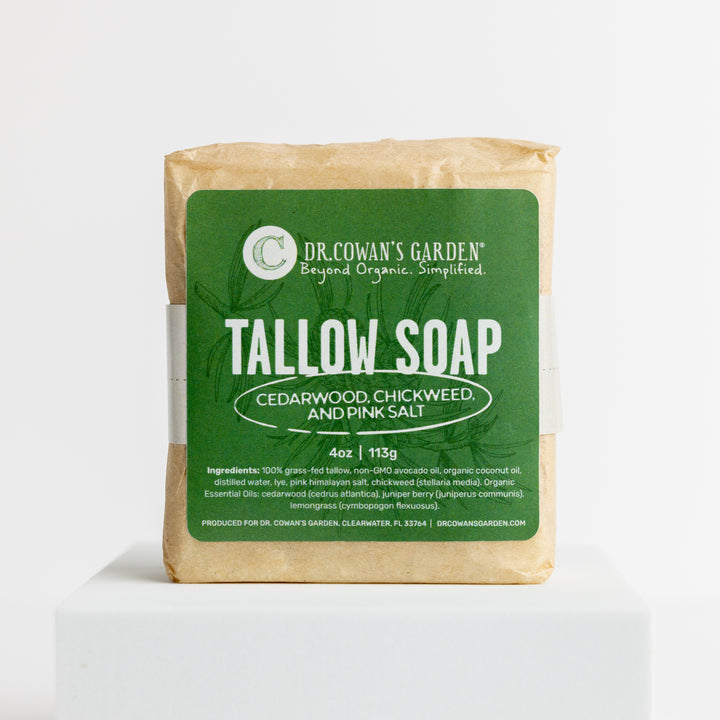 Cedarwood and Chickweed with Pink Salt Tallow Soap - Dr. Cowan&