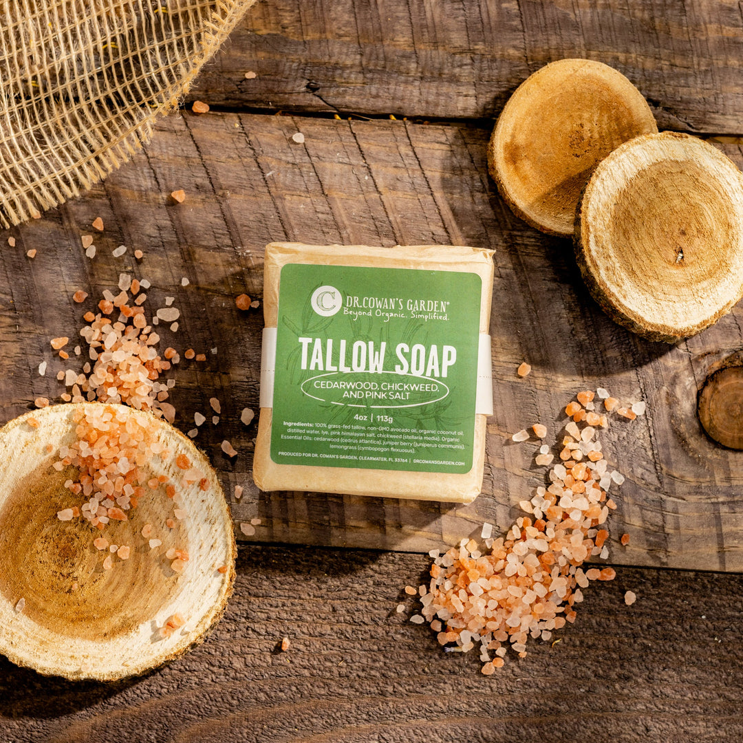 Cedarwood and Chickweed with Pink Salt Tallow Soap - Dr. Cowan&