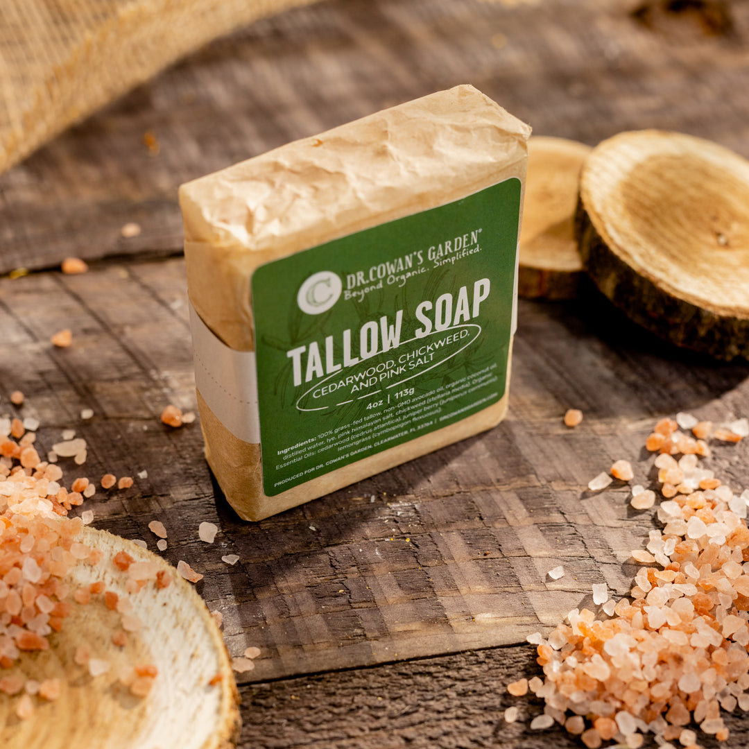 Cedarwood and Chickweed with Pink Salt Tallow Soap - Dr. Cowan&